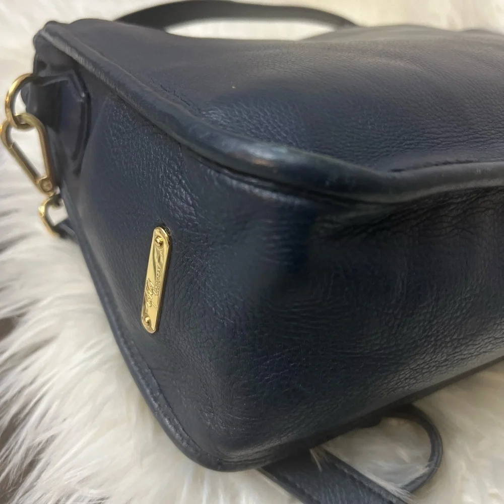 GiGi New York Navy Satchel with Gold Accents